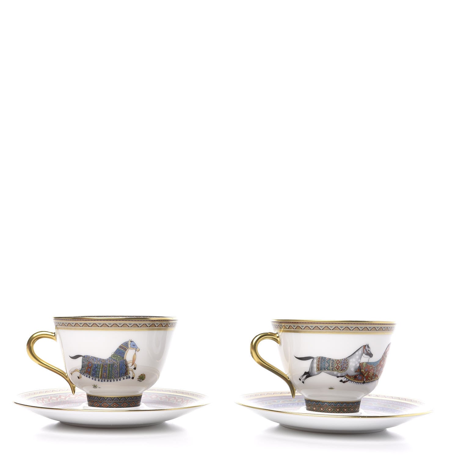 Hermes Porcelain Cheval d'Orient Tea Cup and Saucer Set of 2 2 of 6