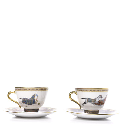 Hermes Porcelain Cheval d'Orient Tea Cup and Saucer Set of 2 2 of 6