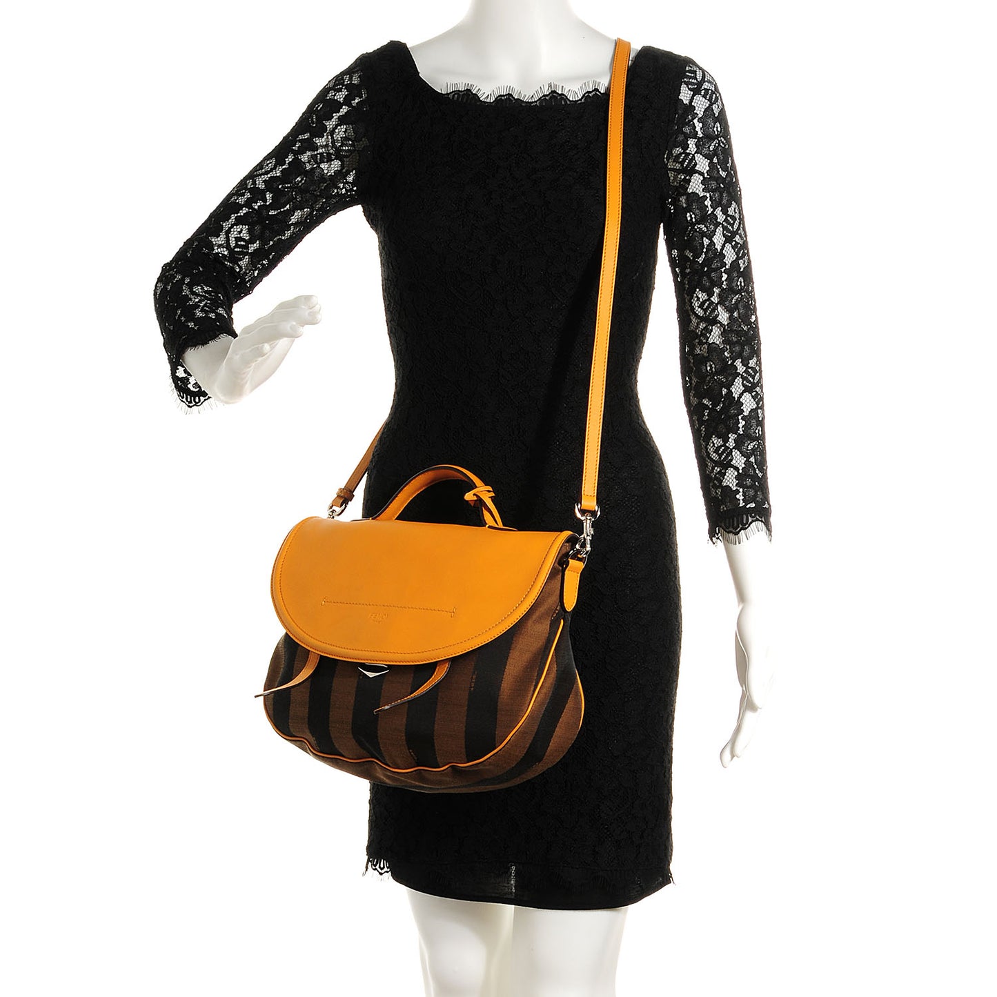 Jacquard Calfskin Pequin Crossbody Tobacco