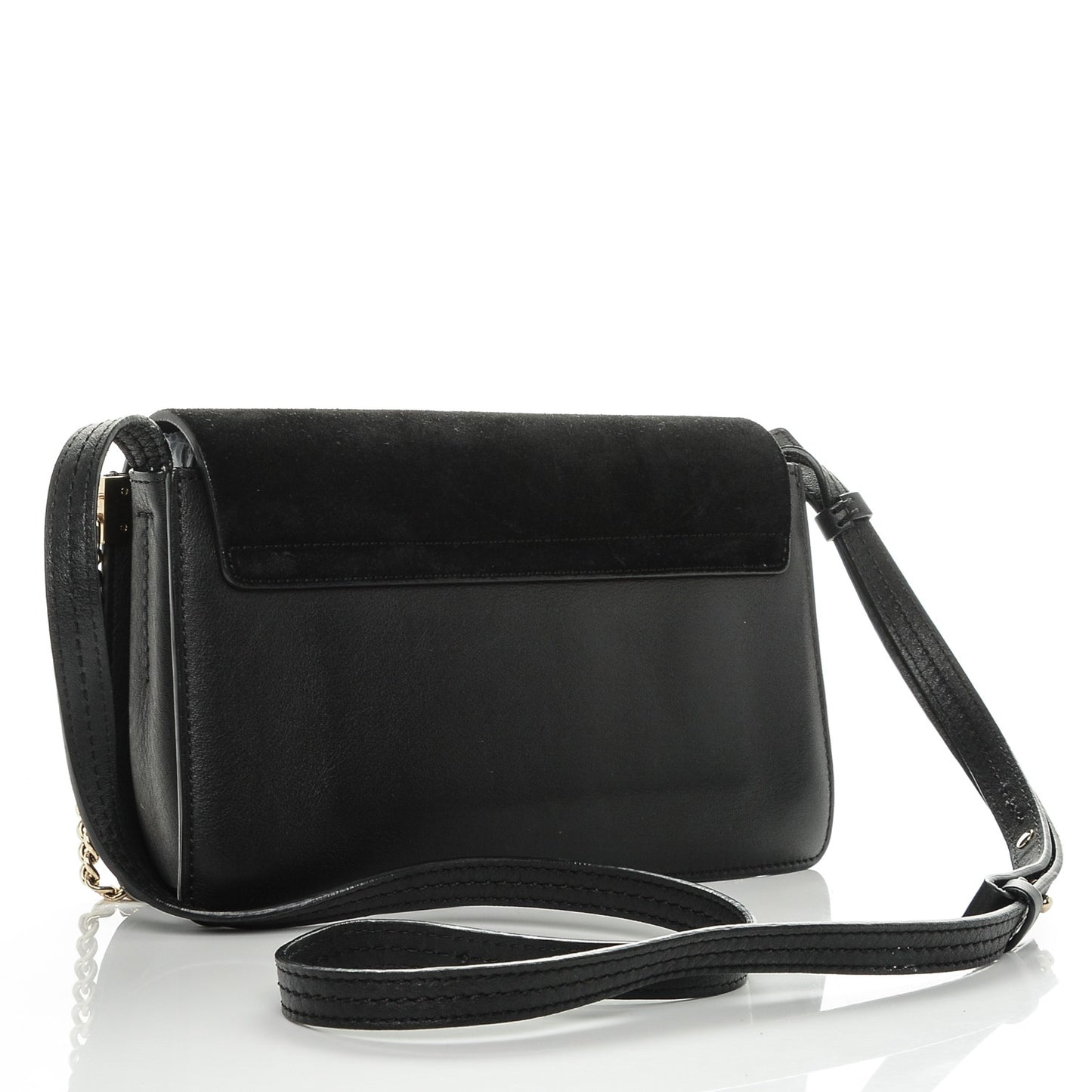 Suede Calfskin Small Faye Shoulder Bag Black