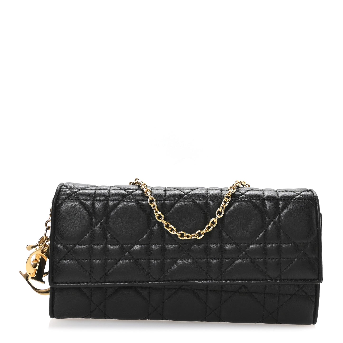 Lambskin Cannage Rendez-vous Chain Wallet Black