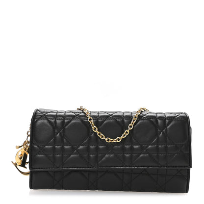 Christian Dior Lambskin Cannage Rendez-vous Chain Wallet Black 1 of 10