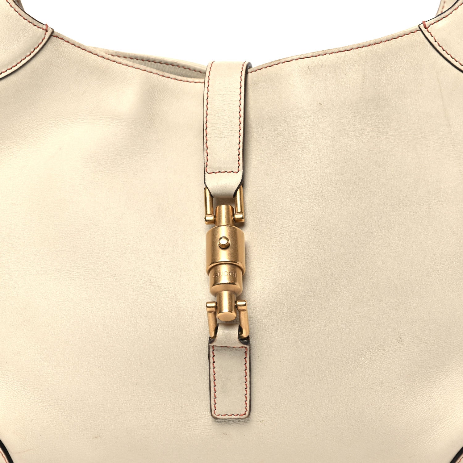 Gucci Calfskin Piston Lock Jackie O Hobo White 8 of 12