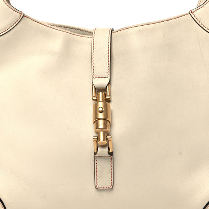 Gucci Calfskin Piston Lock Jackie O Hobo White 8 of 12