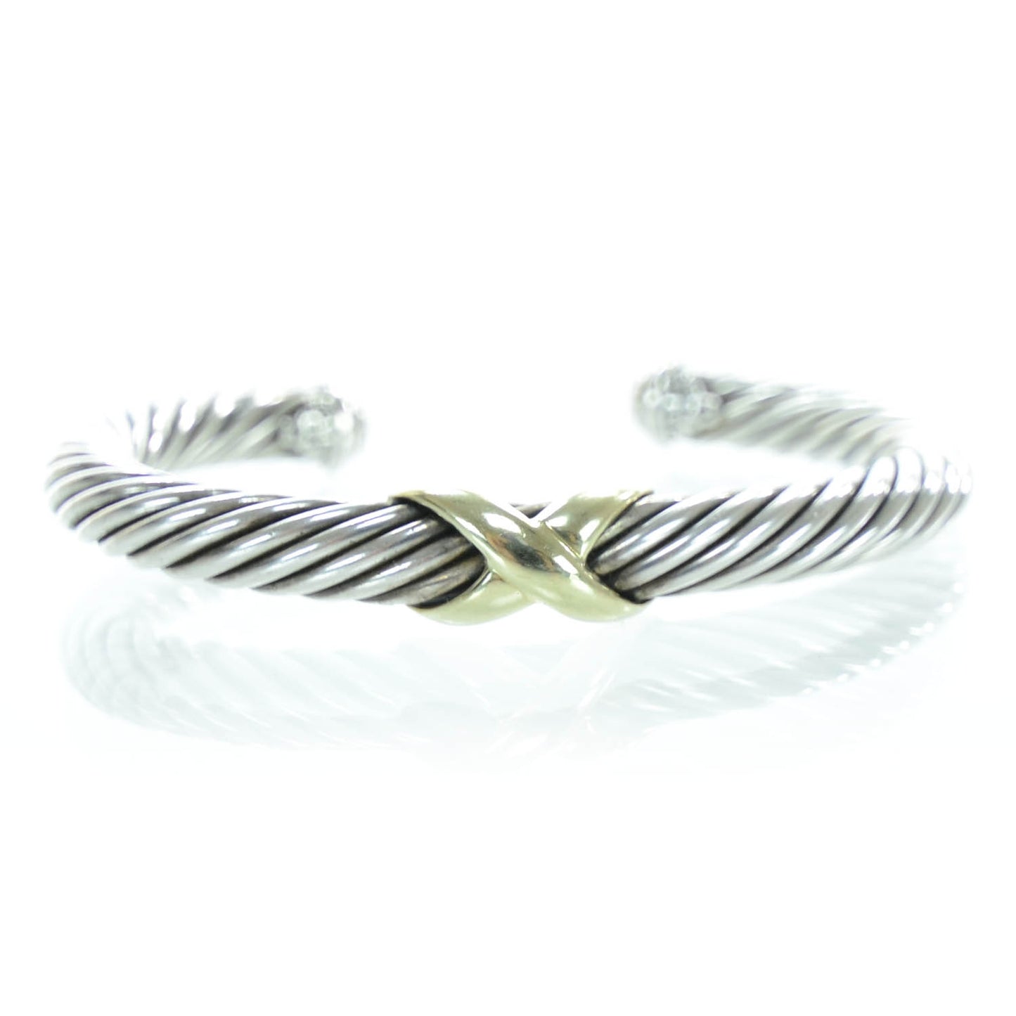 Sterling Silver and 14k Gold X Cuff