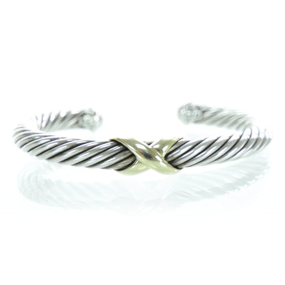 David Yurman Sterling Silver and 14k Gold X Cuff 1 of 5