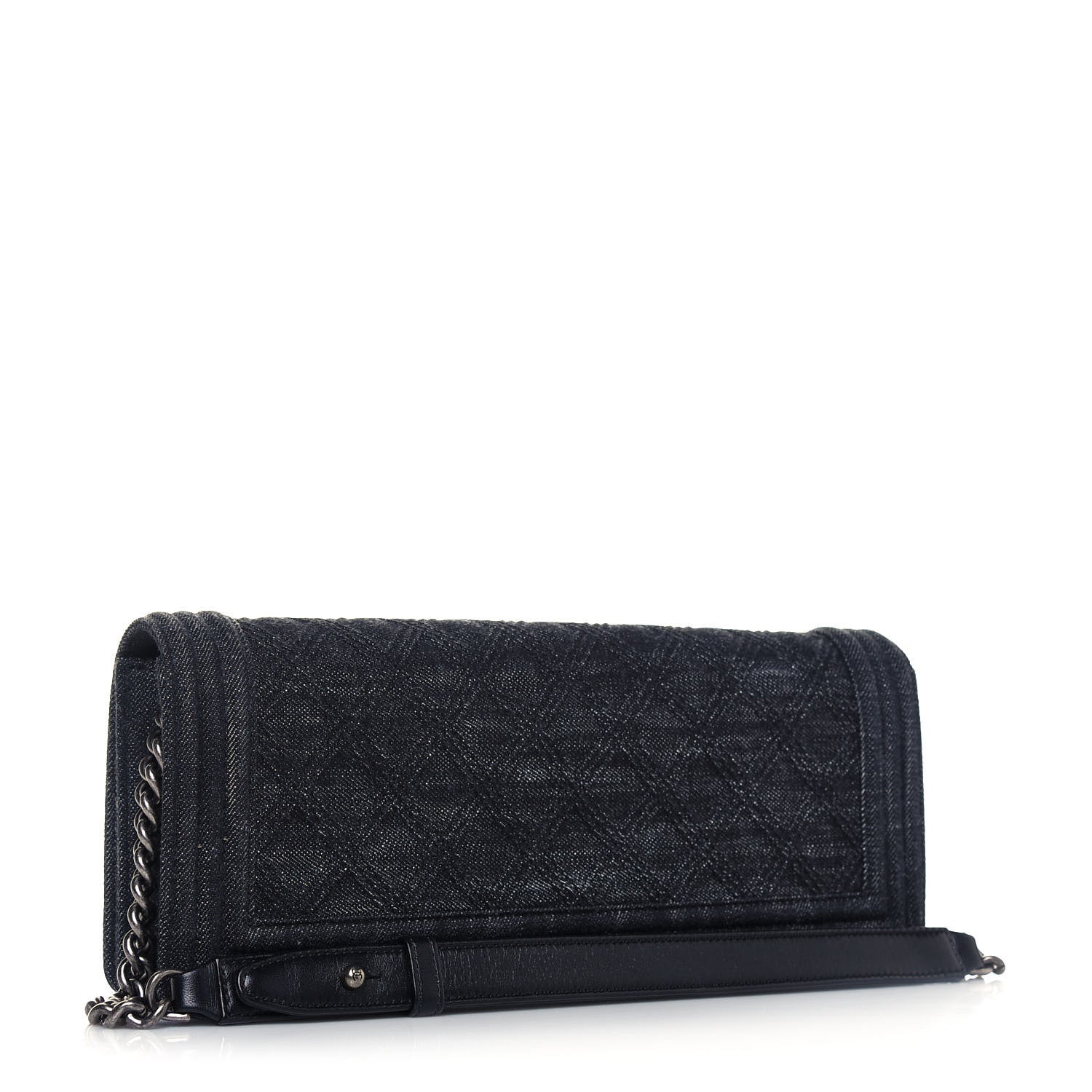 Chanel Denim Quilted Boy Clutch With Removable Chain Black 3 of 13