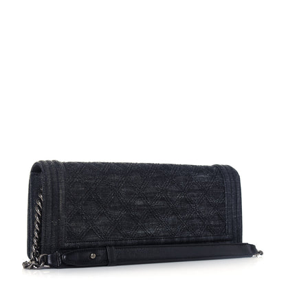 Chanel Denim Quilted Boy Clutch With Removable Chain Black 3 of 13