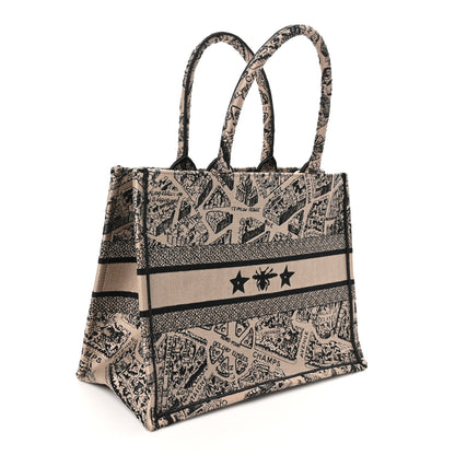 Christian Dior Canvas Embroidered Medium Plan De Paris Book Tote Beige Multi 3 of 11