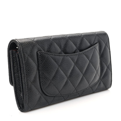 Chanel Caviar Quilted Large Gusset Flap Wallet Black 3 of 8