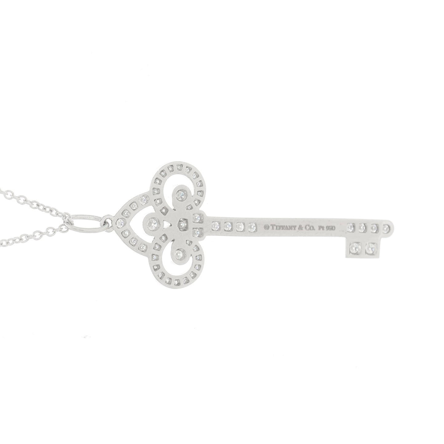 Platinum Diamond .41ct Fleur De Lis Key Pendant Necklace