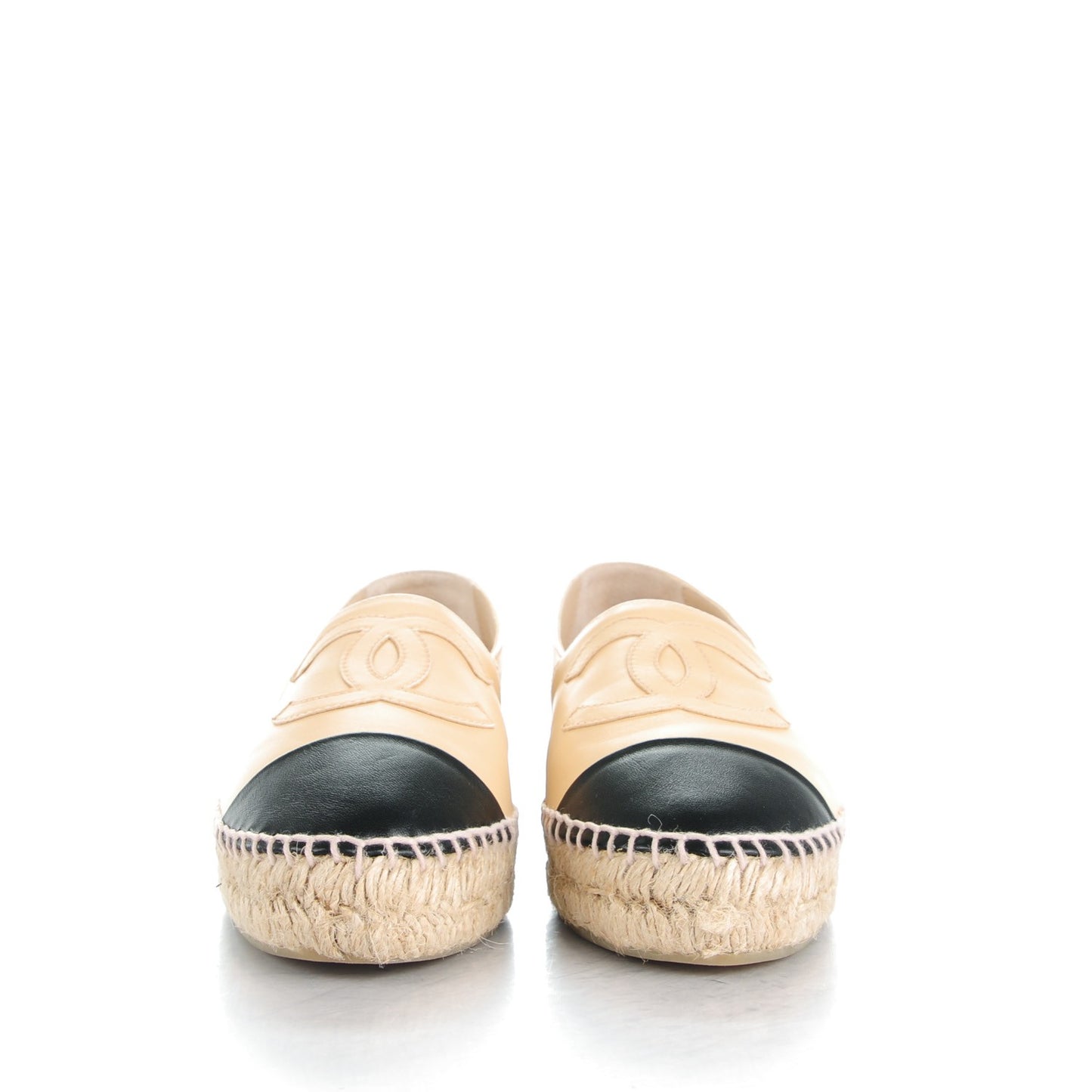 Lambskin CC Espadrilles 36 Beige Black