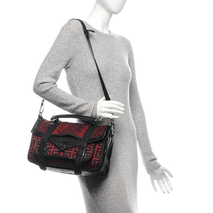Proenza Schouler Calfskin Fabric Mochila Medium PS1 Satchel Red Black 2 of 11