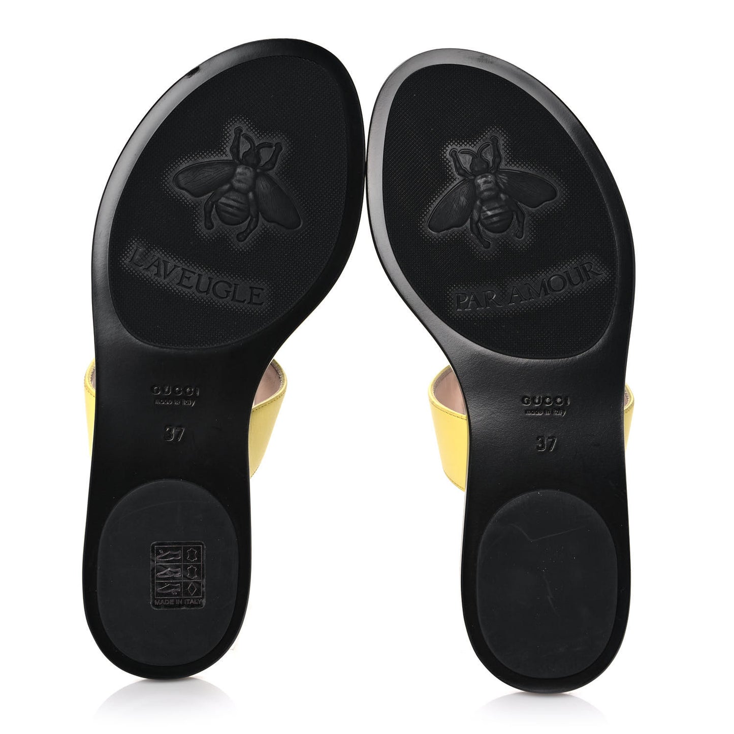 Calfskin GG Marmont Thong Sandals 37 Banana