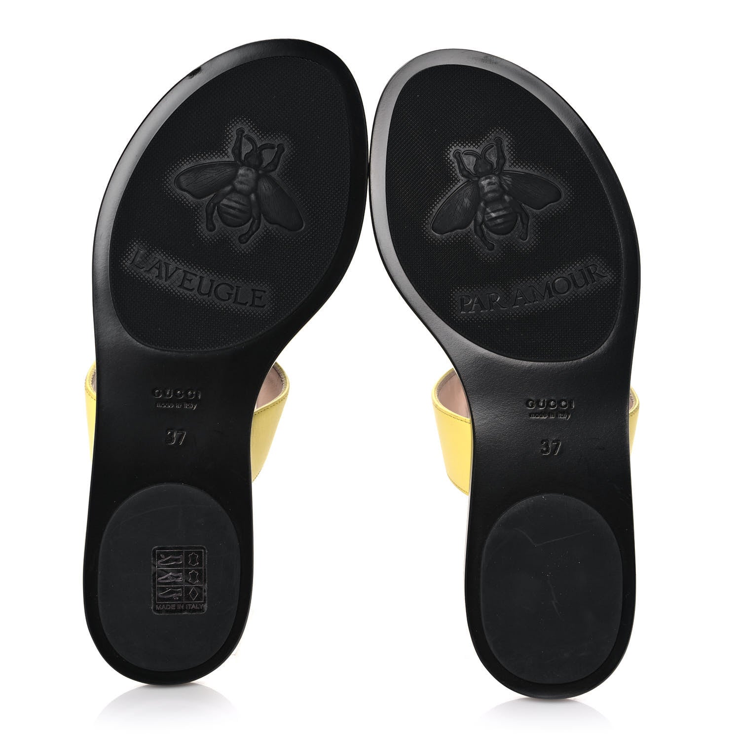 Gucci Calfskin GG Marmont Thong Sandals 37 Banana 5 of 10