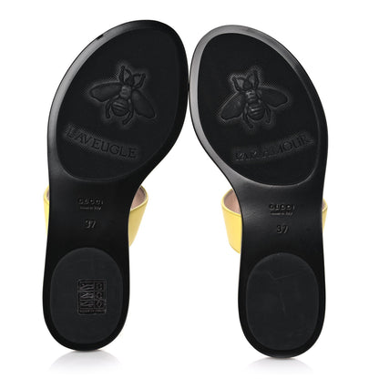 Gucci Calfskin GG Marmont Thong Sandals 37 Banana 5 of 10