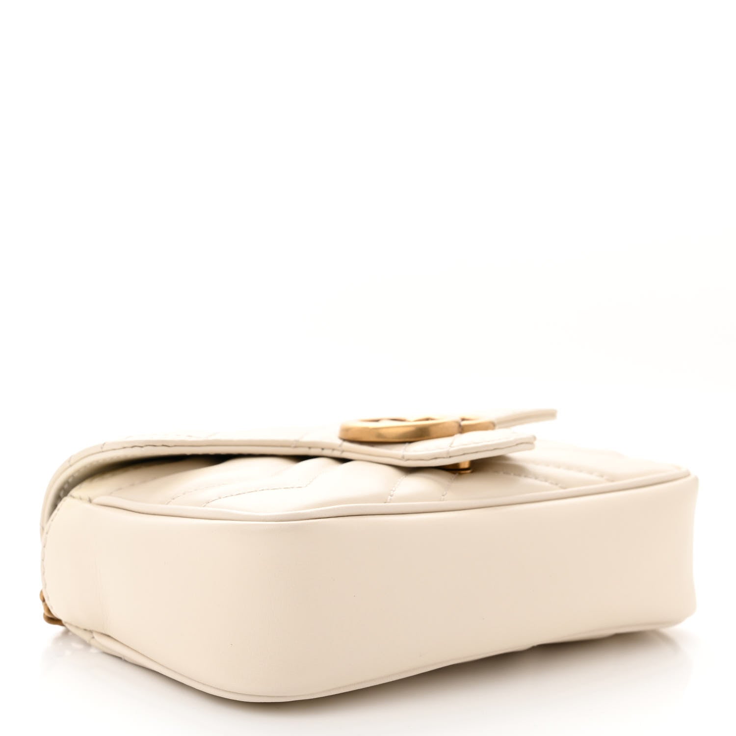 Gucci Calfskin Matelasse Super Mini GG Marmont Shoulder Bag White 4 of 11