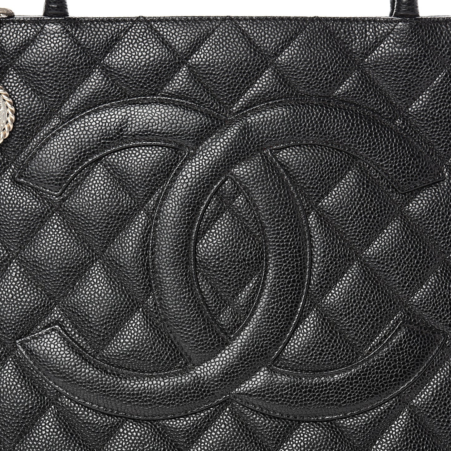 Caviar Quilted Medallion Tote Black