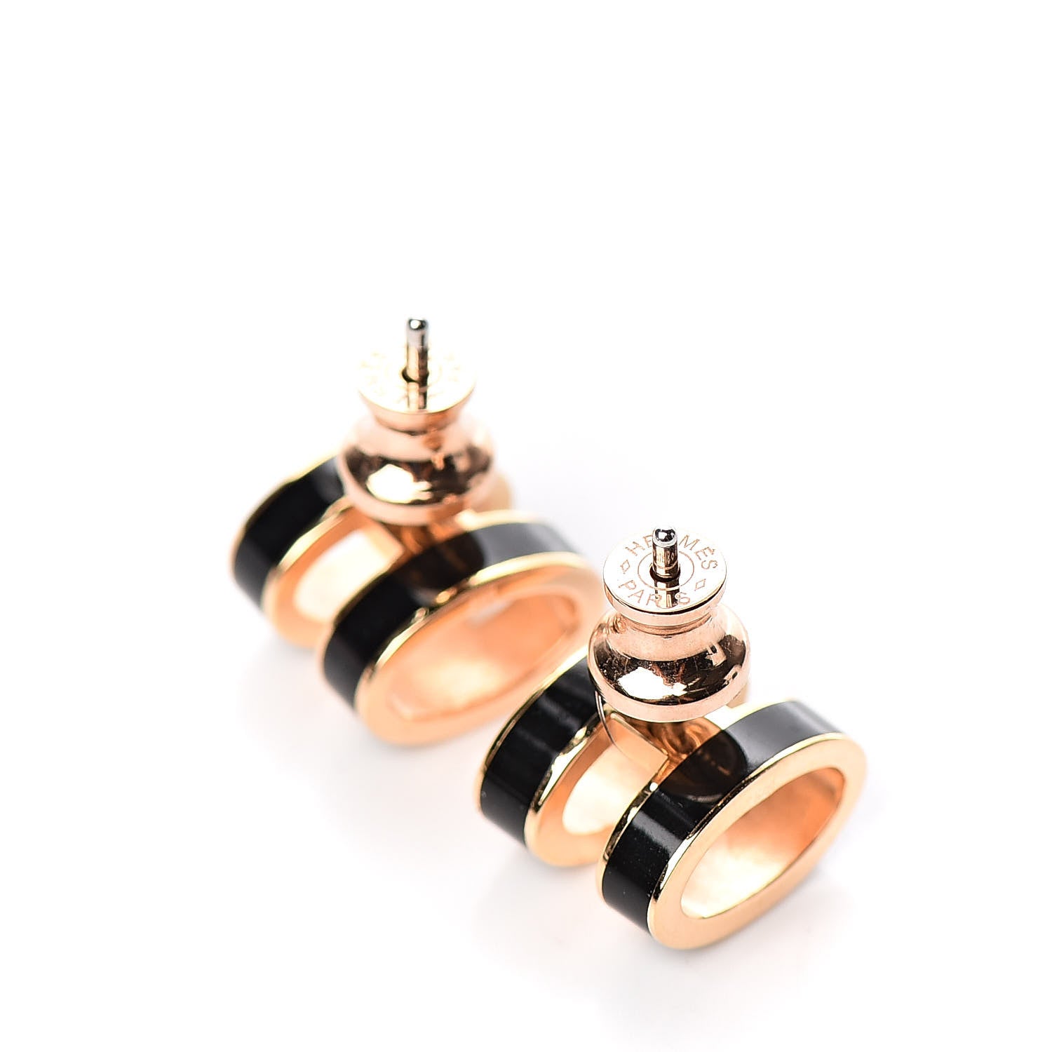 Hermes Gold Lacquered Pop H Earrings Black 3 of 4