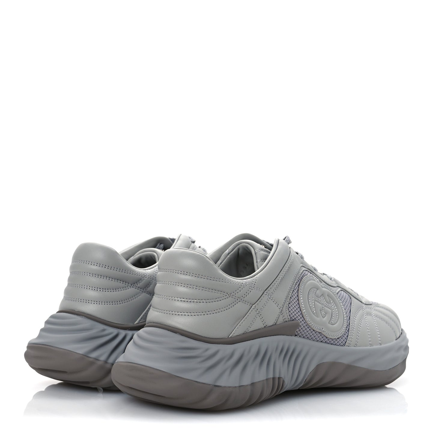New Nappa Sombre Interlocking G Ripple Mens Platform Sneakers 11.5 Grey Sky