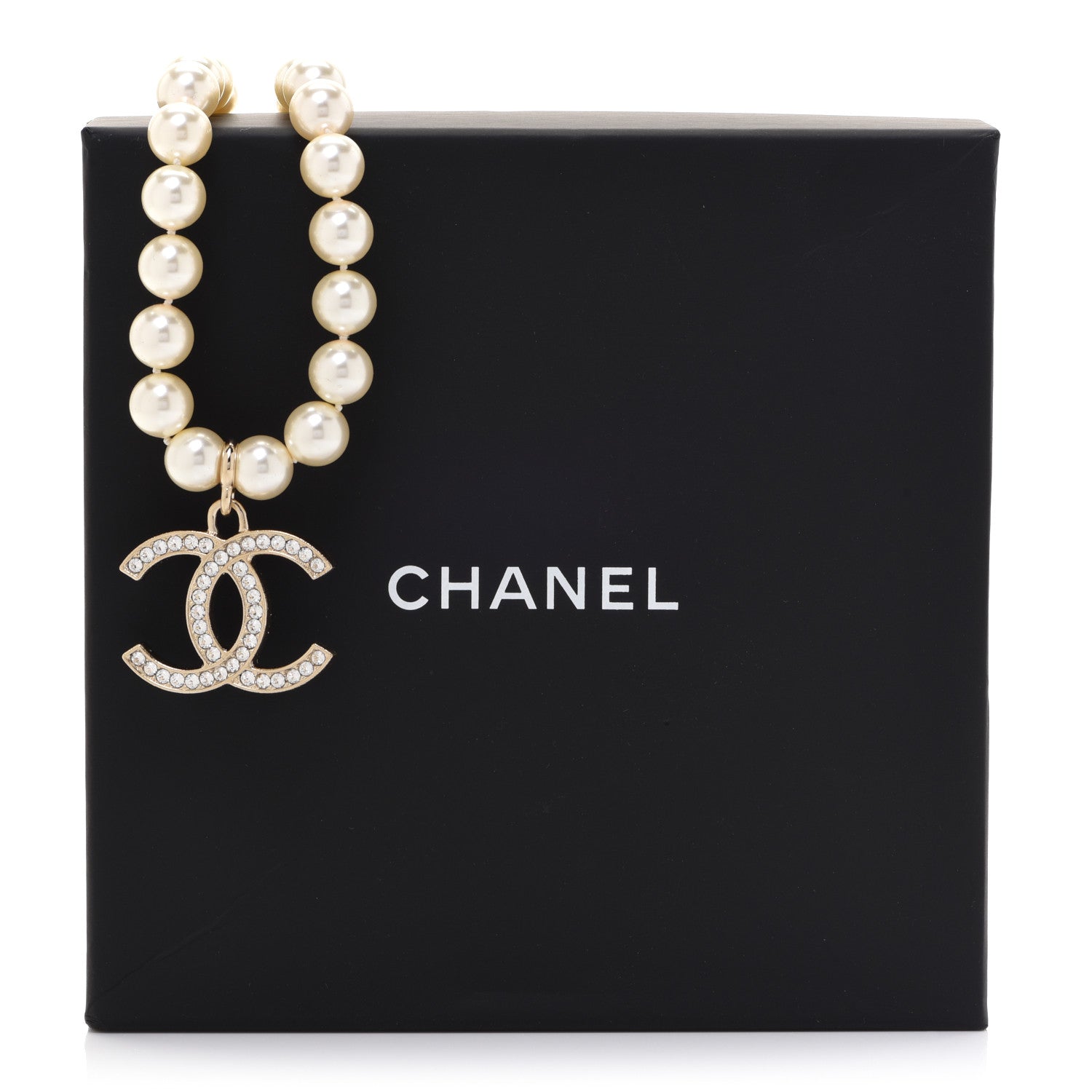 Chanel Pearl Crystal CC Airpods Necklace Gold 7 of 7
