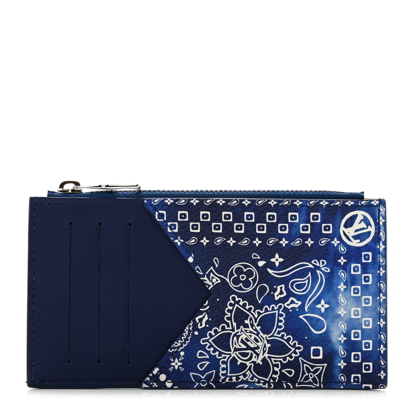 Cowhide Monogram Bandana Coin Card Holder Blue