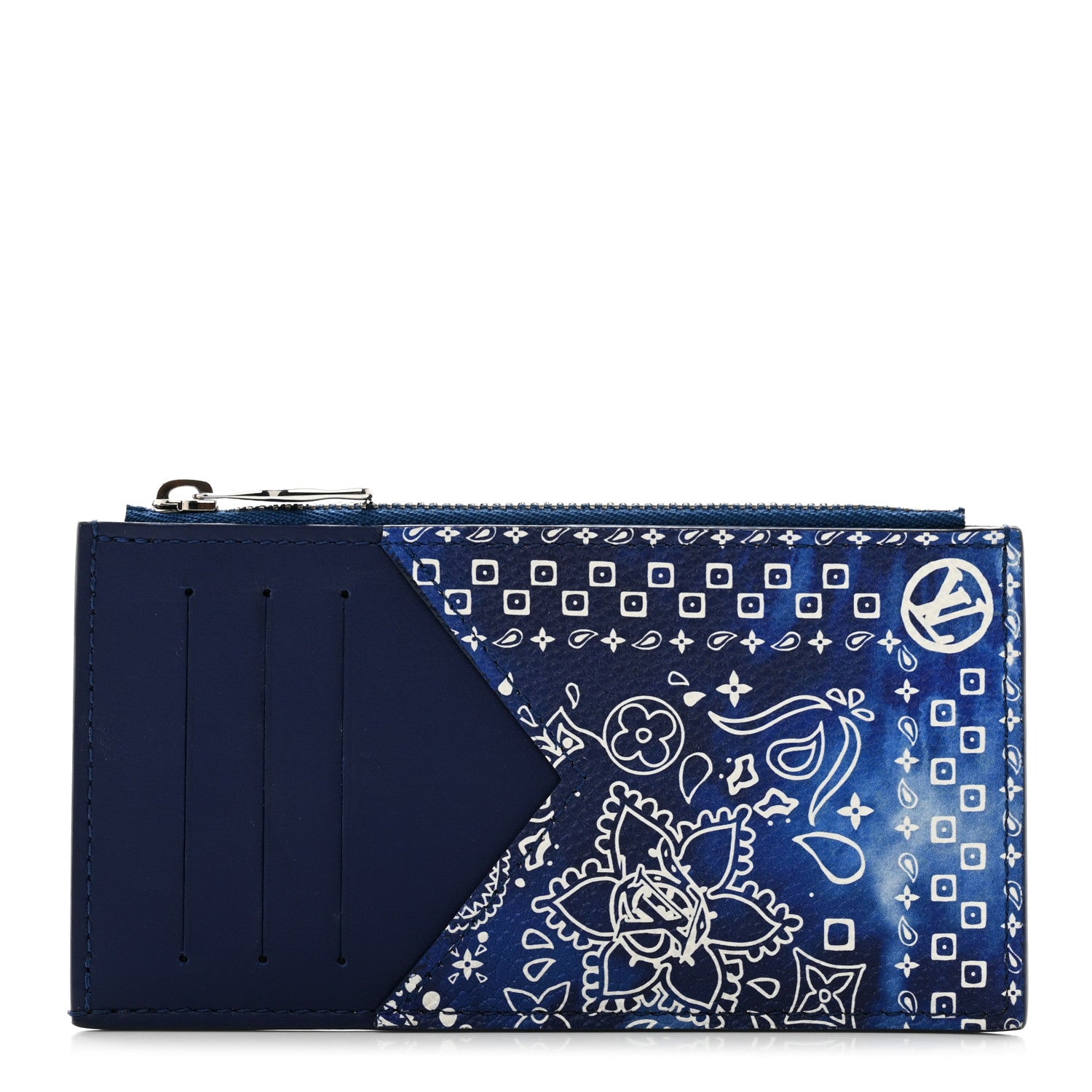 Louis Vuitton Cowhide Monogram Bandana Coin Card Holder Blue 1 of 7