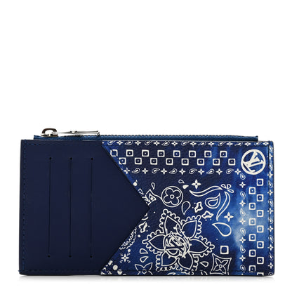 Louis Vuitton Cowhide Monogram Bandana Coin Card Holder Blue 1 of 7