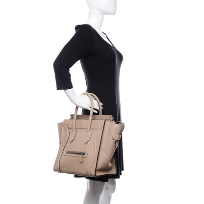 Celine Drummed Calfskin Mini Luggage Dune 2 of 18
