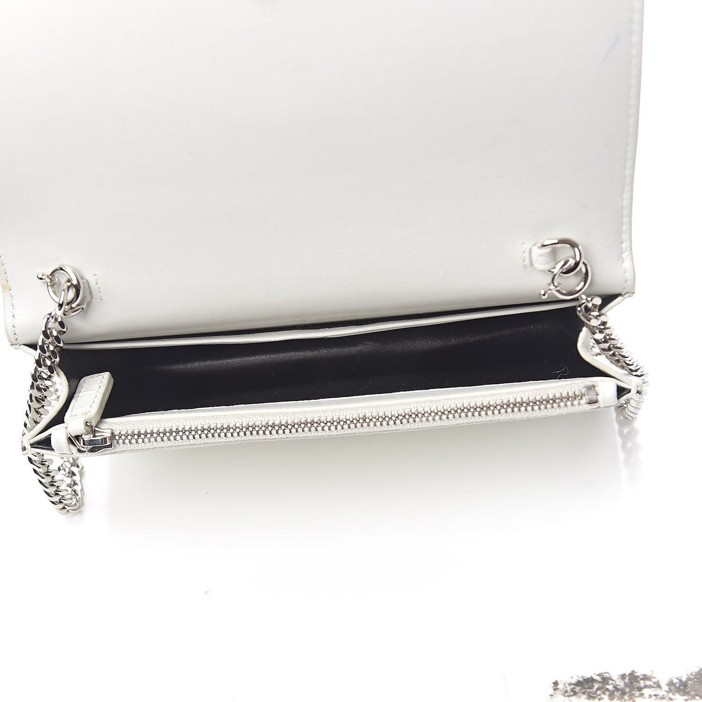 Calfskin Crocodile Embossed Kate Monogram Tassel Chain Wallet Cremasoft