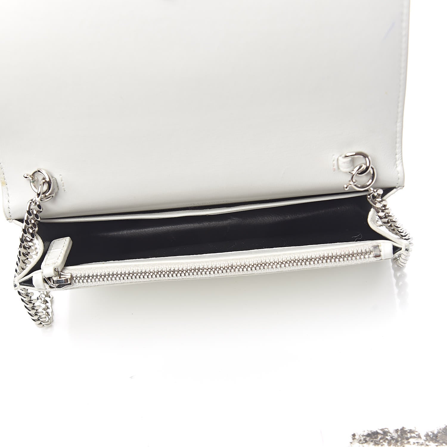 Saint Laurent Calfskin Crocodile Embossed Kate Monogram Tassel Chain Wallet Cremasoft 5 of 13