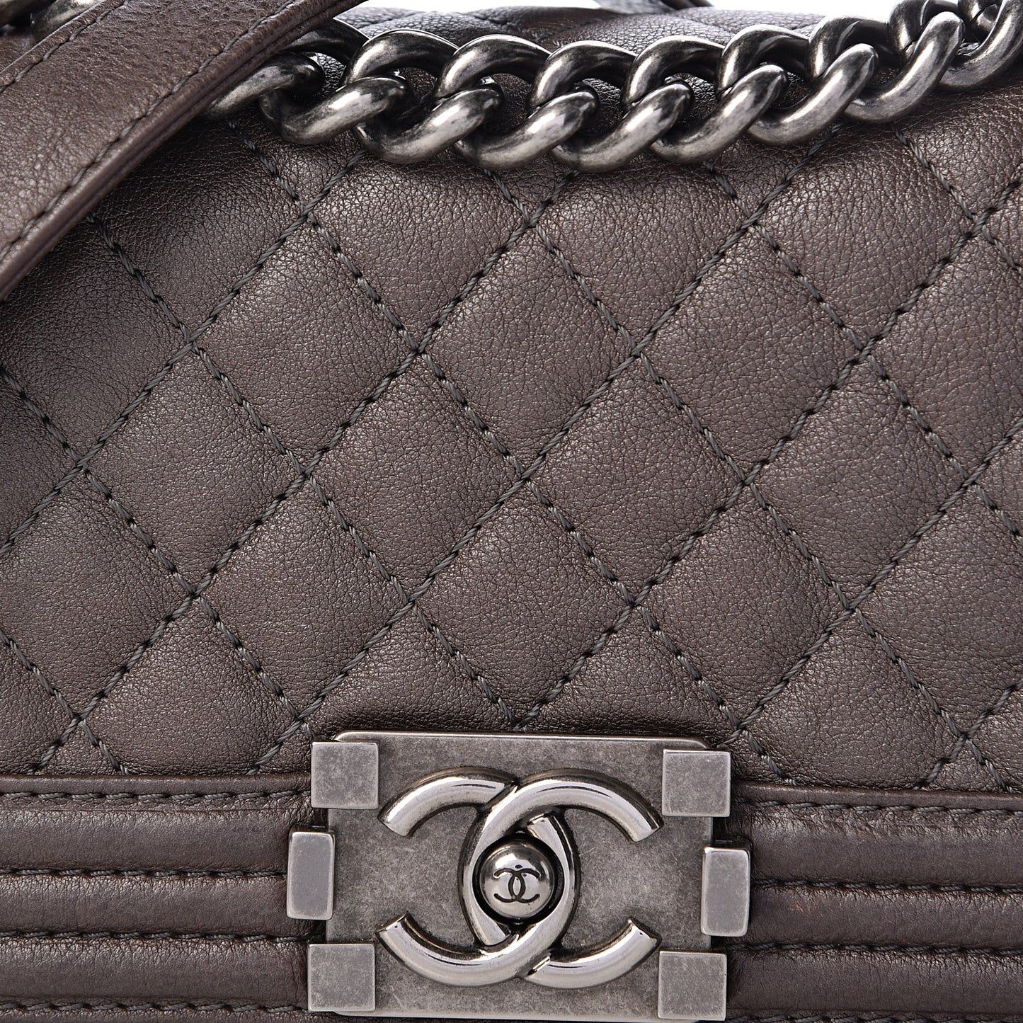 Calfskin Quilted Small Boy Flap Taupe