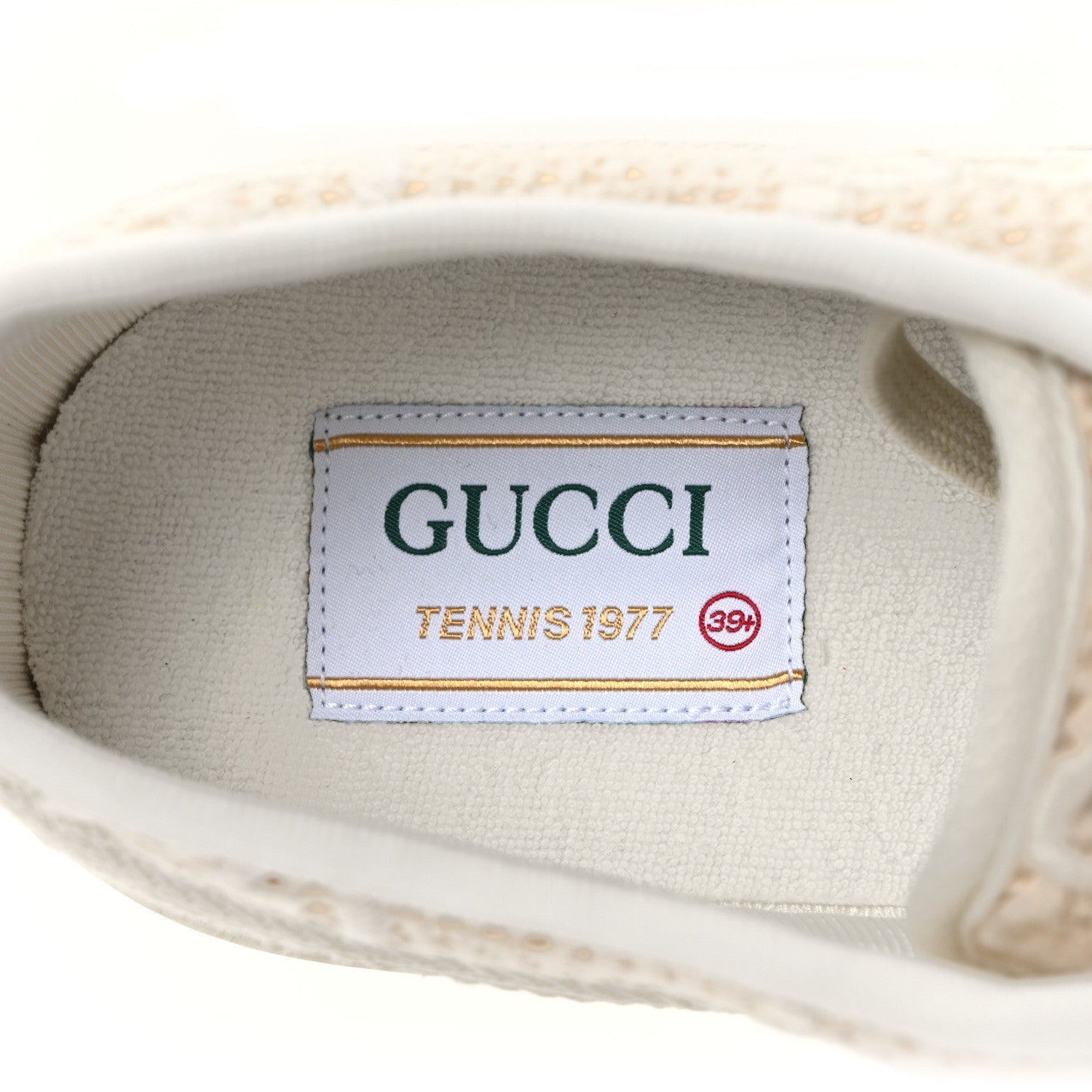 Gucci Sepang Canvas GG Monogram Web Womens 1977 Tennis Sneakers 39.5 Beige Mystic White 7 of 8