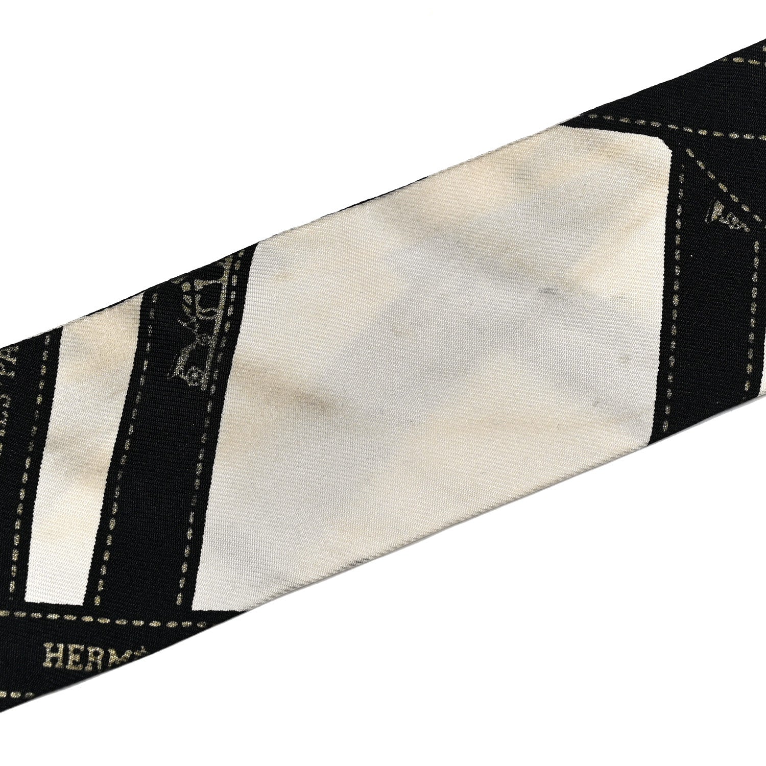 Hermes Silk Bolduc Twilly White Black 4 of 5