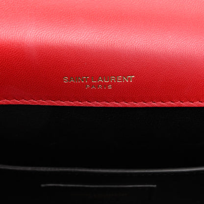Saint Laurent Patent Matelasse Monogram Large Vicky Chain Bag Rouge Eros 6 of 10