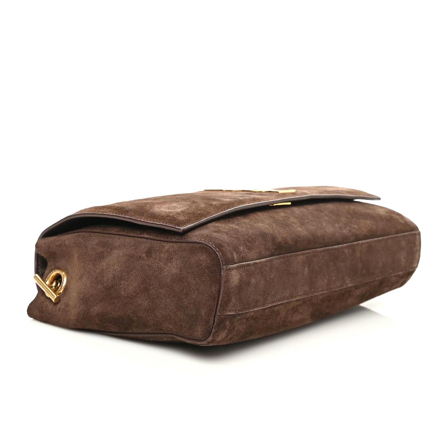 Saint Laurent Smooth Calfskin Suede Medium Reversible Monogram Kate Satchel Military Brown 10 of 15