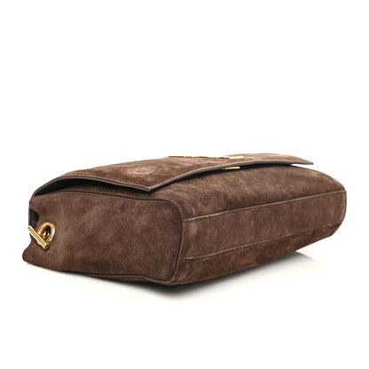 Saint Laurent Smooth Calfskin Suede Medium Reversible Monogram Kate Satchel Military Brown 10 of 15