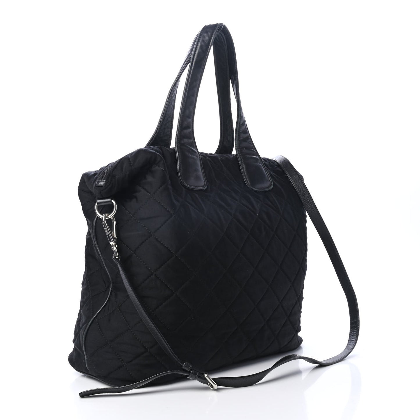 Tessuto Nylon Quilted Shopping Tote Black