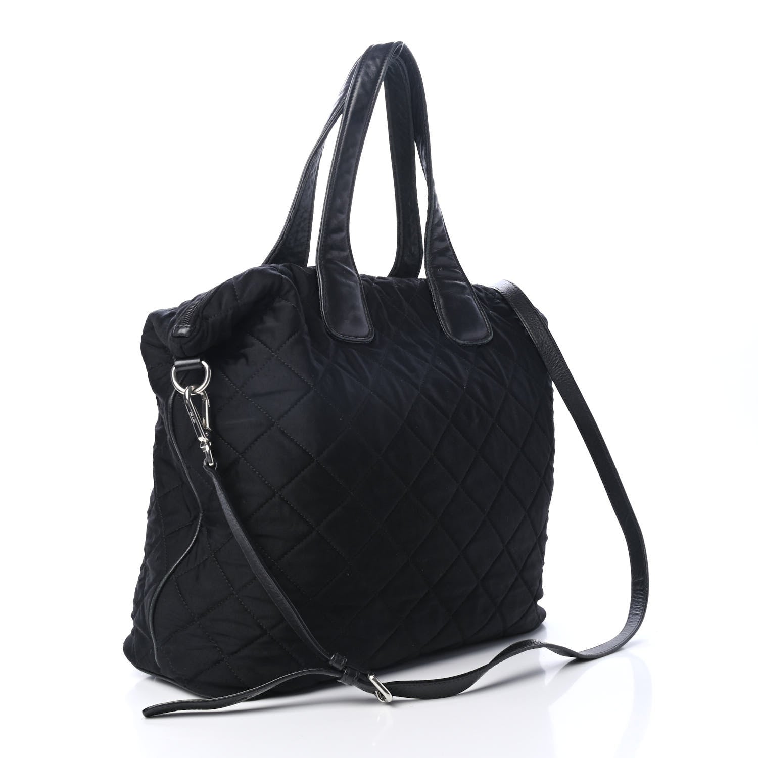 Prada Tessuto Nylon Quilted Shopping Tote Black 2 of 5