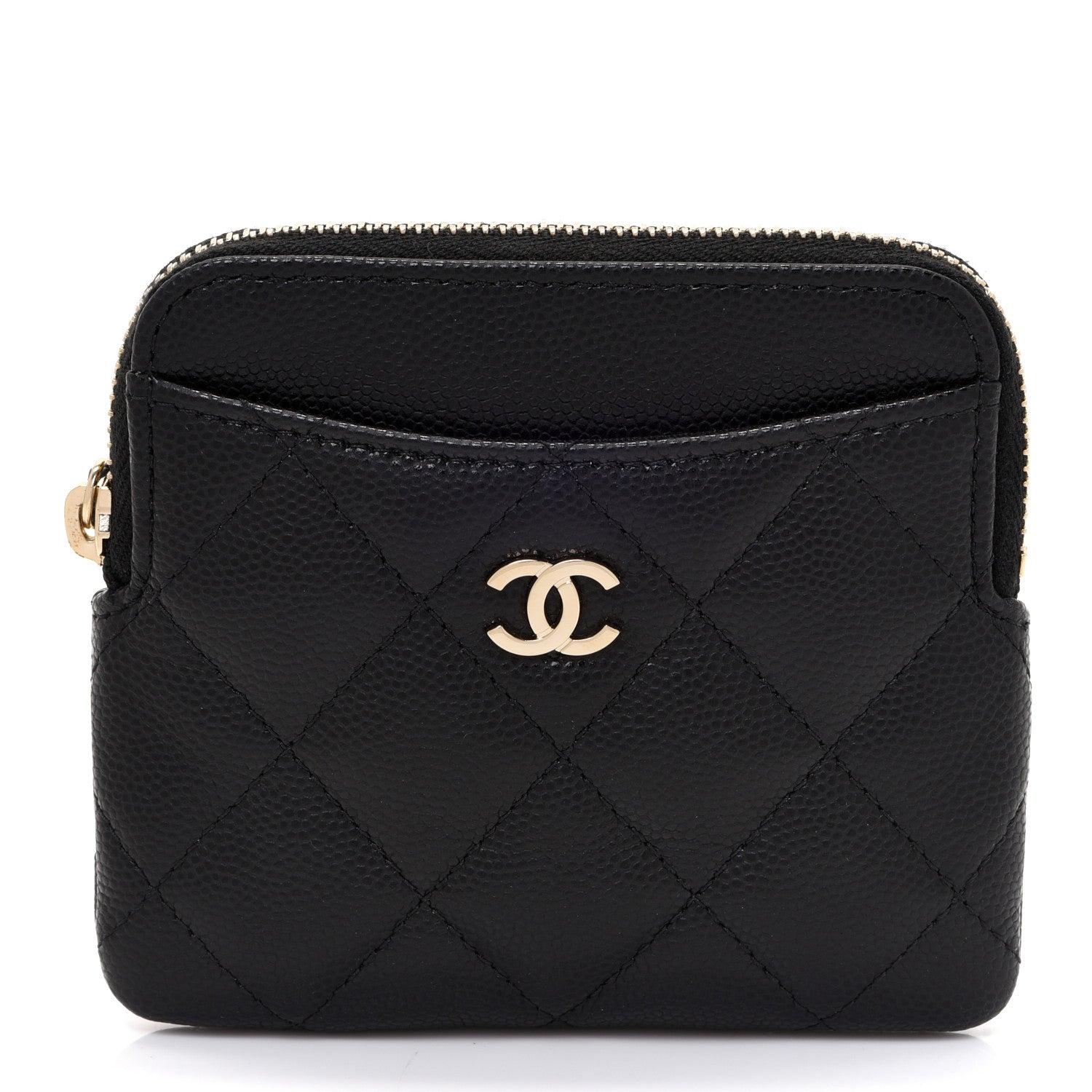 Chanel Caviar Quilted Zip Card Holder Wallet Black 1 of 7