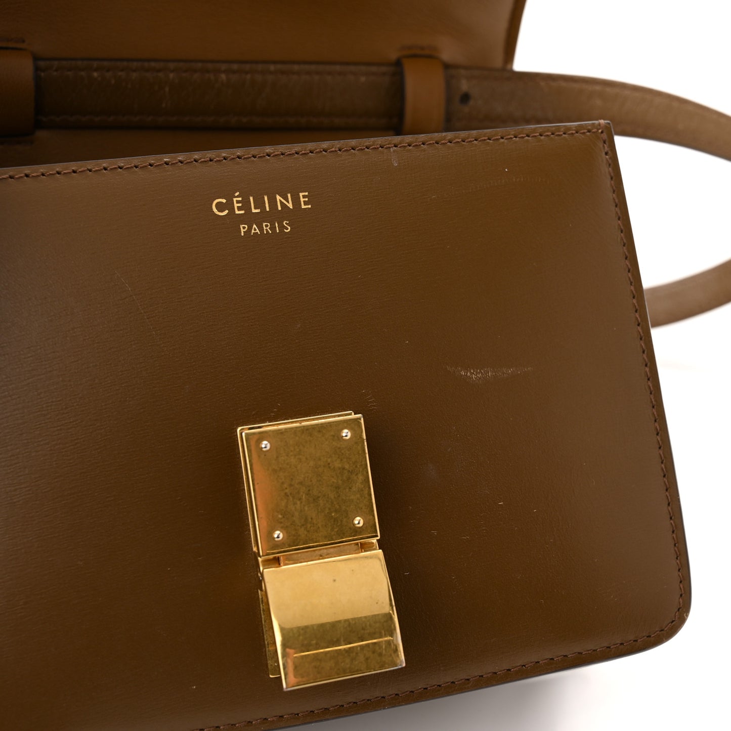 Smooth Calfskin Small Classic Box Flap Bag Camel