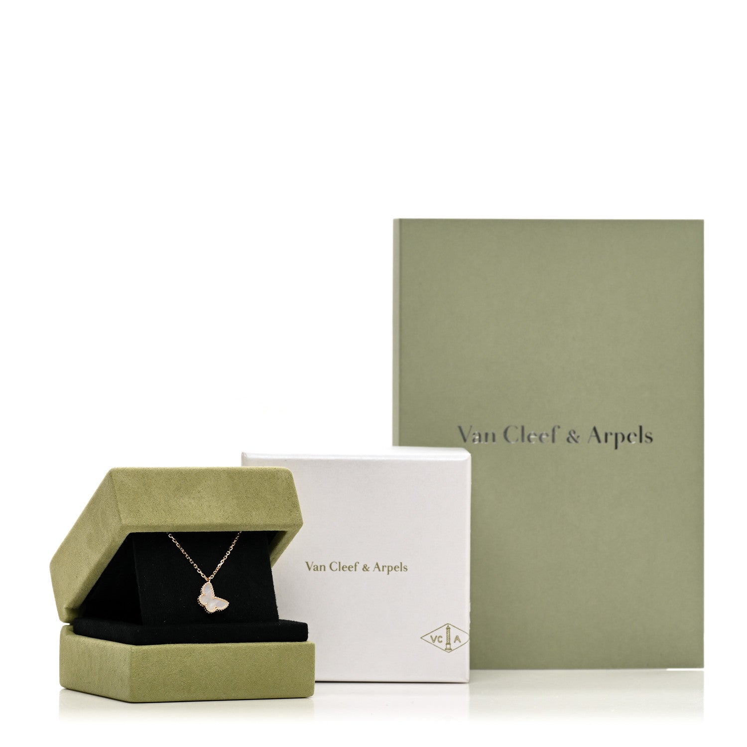 Van Cleef & Arpels 18K Yellow Gold Mother of Pearl Sweet Alhambra Butterfly Pendant Necklace 5 of 5