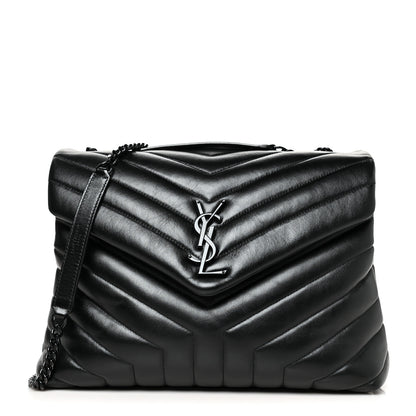 Saint Laurent Calfskin Y Quilted Monogram Medium Loulou Chain Satchel Black 1 of 12