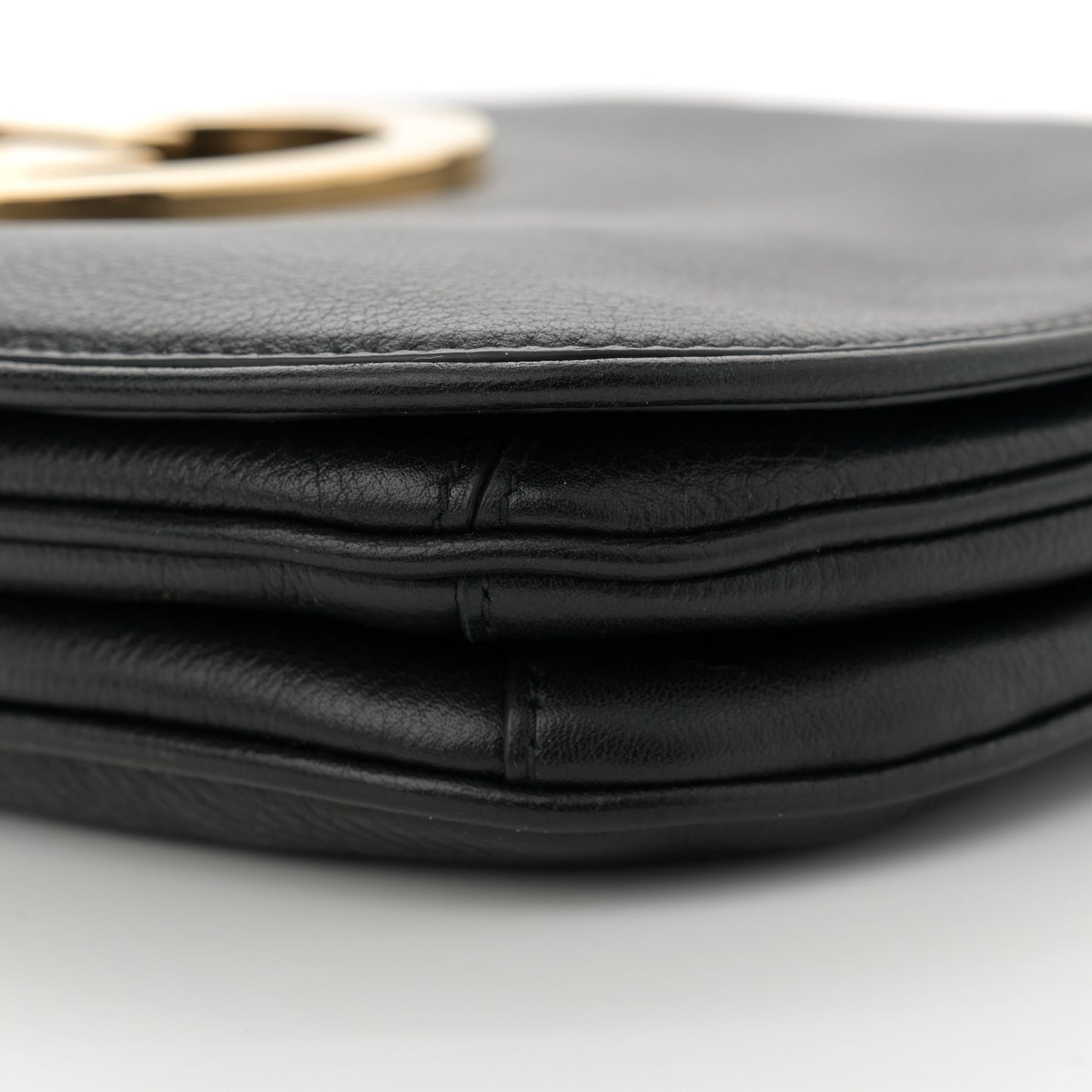 Roxy Calfskin Web Medium Blondie Top Handle Shoulder Flap Bag Black