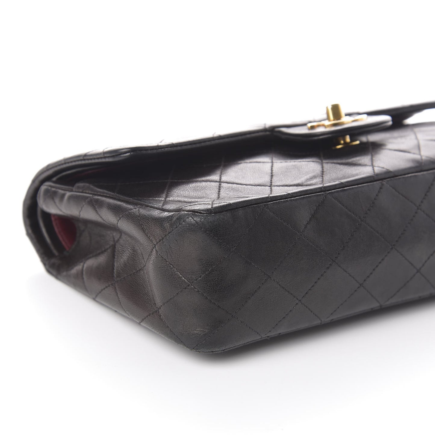 Lambskin Quilted Medium Double Flap Black