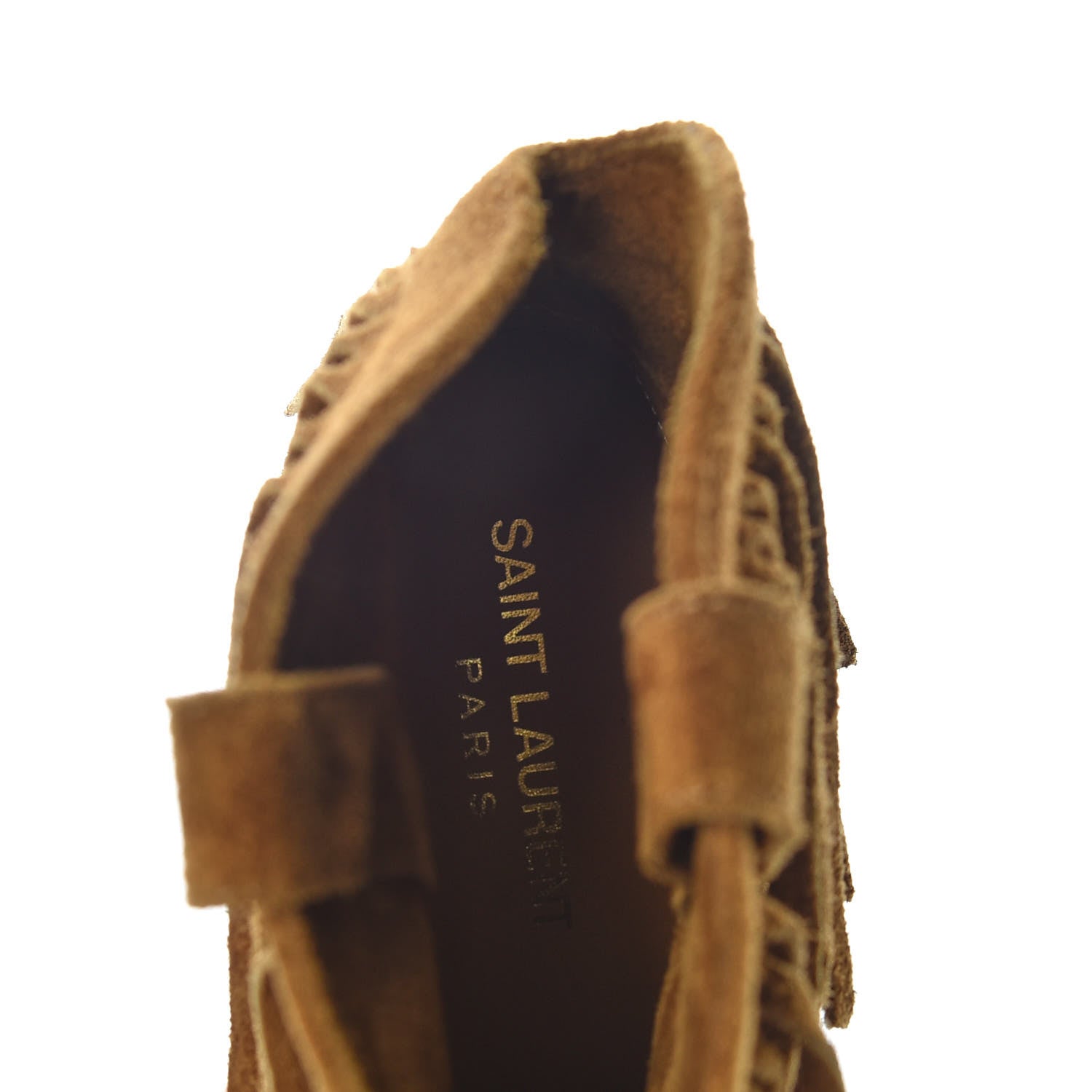 Saint Laurent Suede New Western 80 Fringe Ankle Boots 37 Tan 7 of 9