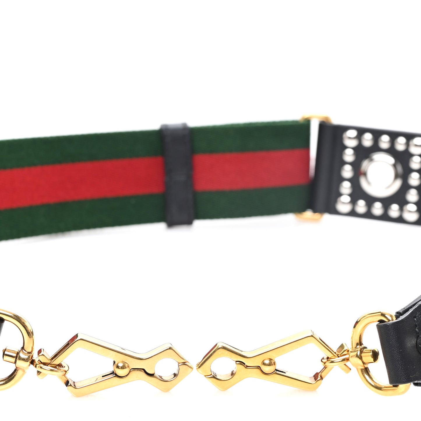 Canvas Web Studded Wide Shoulder Strap Green Red