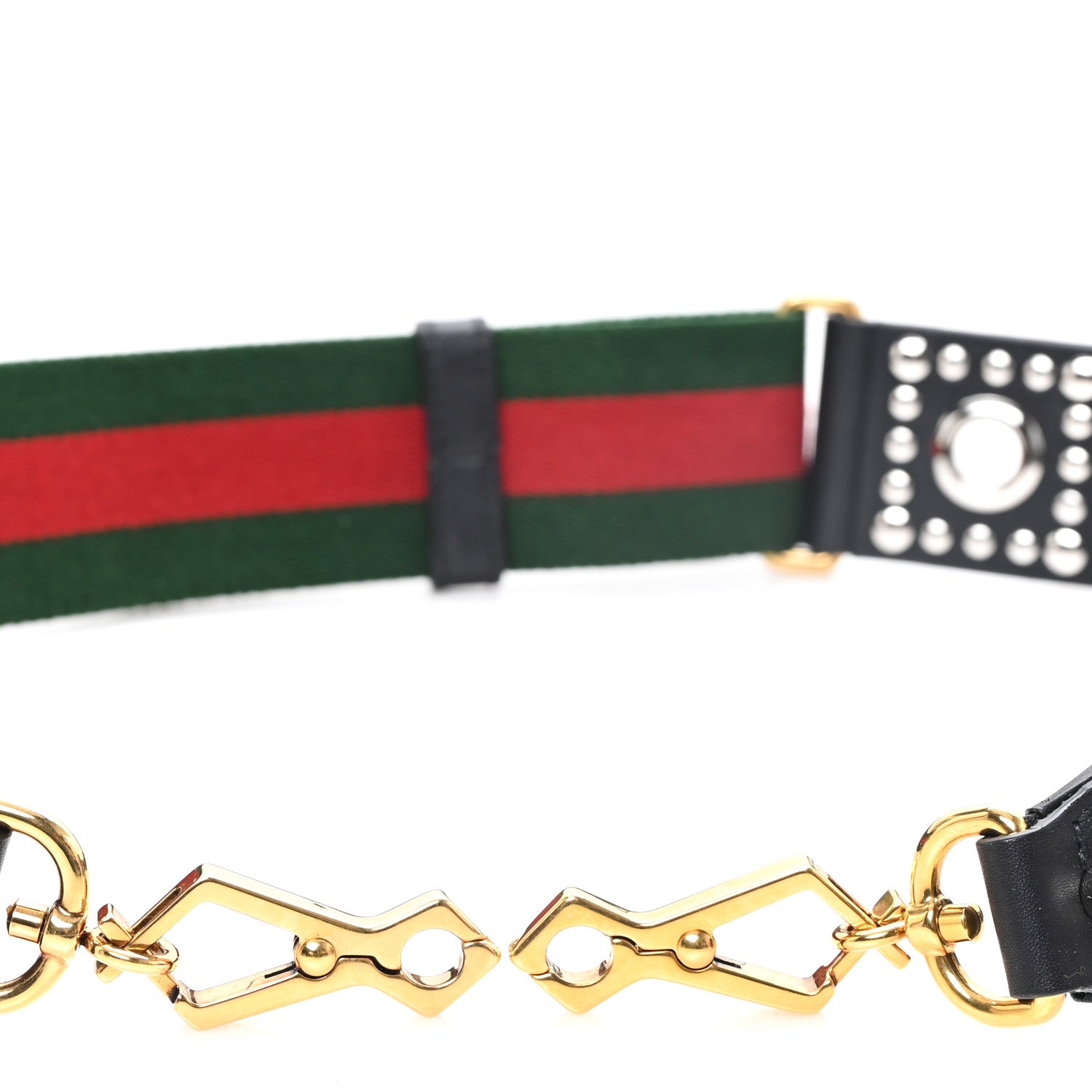 Gucci Canvas Web Studded Wide Shoulder Strap Green Red 3 of 3