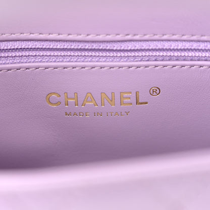 Chanel Shiny Aged Calfskin Quilted Nano Kelly Shopper Lilac 6 of 10