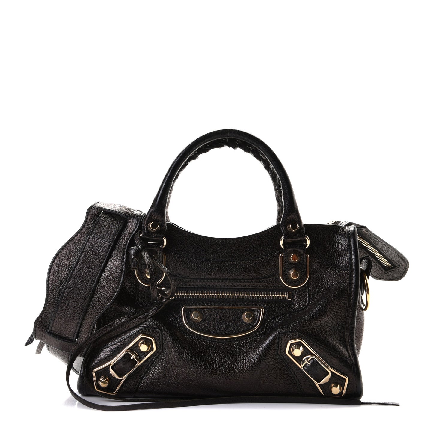 Chevre Gold Metallic Edge Hardware Mini City Black